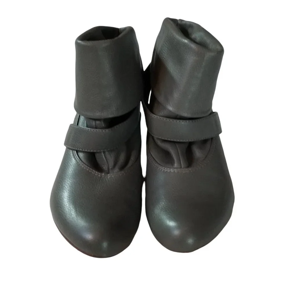 Report genuine leather grey ankle boots heeled with strap size 7.5
